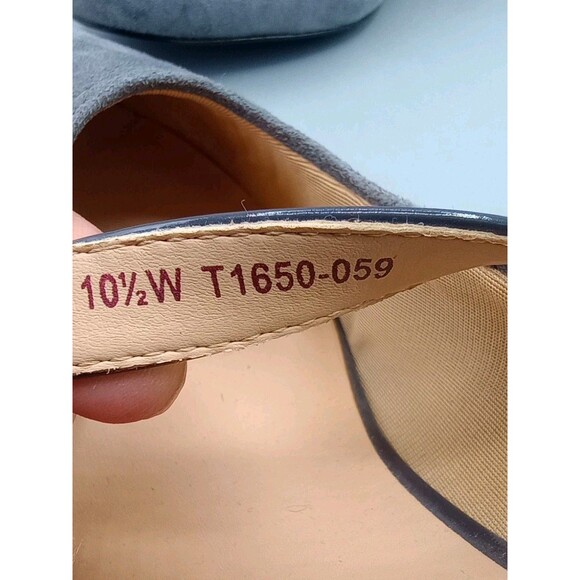 Trotters Mary Jane Suede Pump Shoes 10.5 W Ankle Strap High Heel Grey Classic - Picture 7 of 10